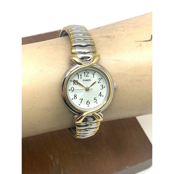 Timex Women\'s Watch T21854 Quartz Two Tone Stainless Steel Expansion Band